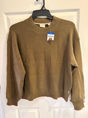 Scotch & Soda Olive Crewneck Ribbed Sweater. Pink trim. Women’s large
